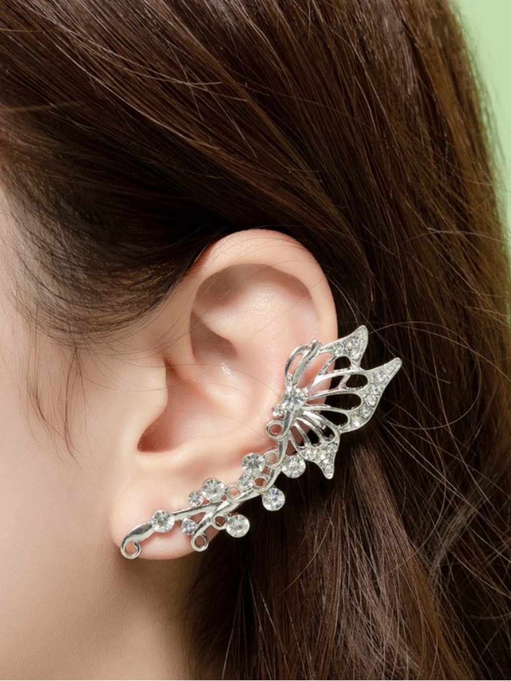 ROMWE Silver Butterfly Crystal Cuff